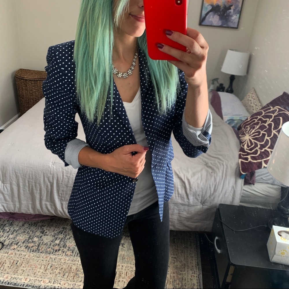 ✨J.Crew Regent Blazer Navy Polka Dot sz 4✨